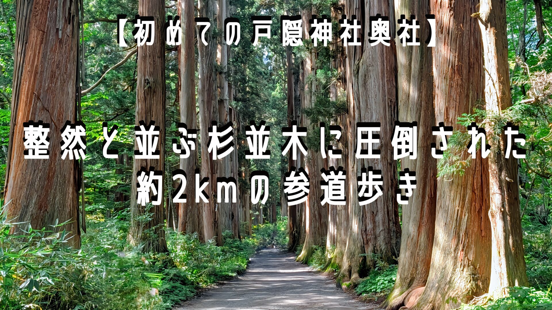 駐車場から約2km、杉並木の参道を歩いて初参拝の戸隠神社奥社